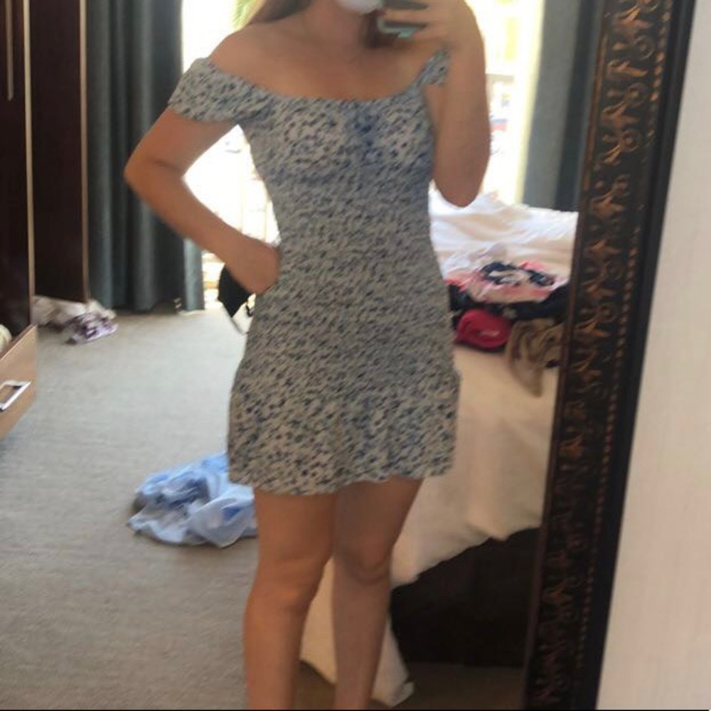 Wild Fable flattering Blue Floral dress